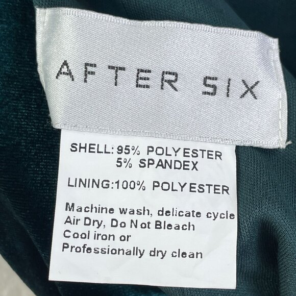 NEW AFTER SIX Small Cap Sleeve Velvet Maxi Dress Pockets Evergreen Gown - Picture 4 of 12